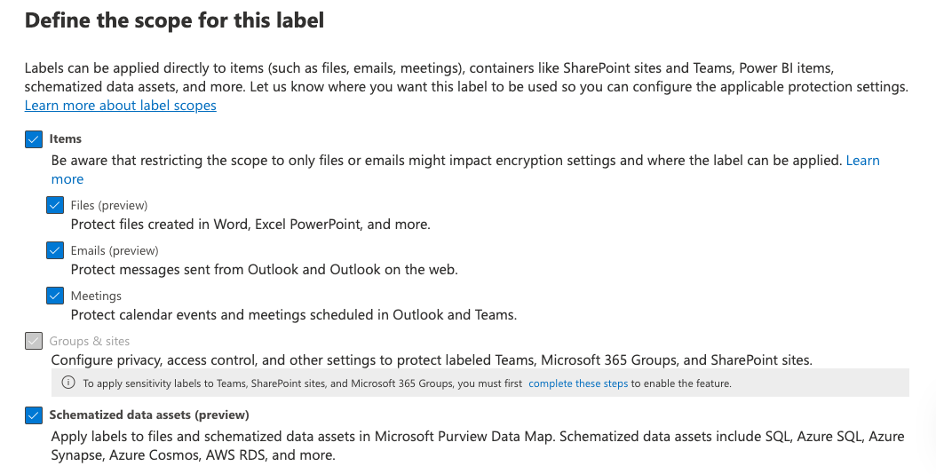 Scoping Label Getting Started with Microsoft Sensitivity Labels