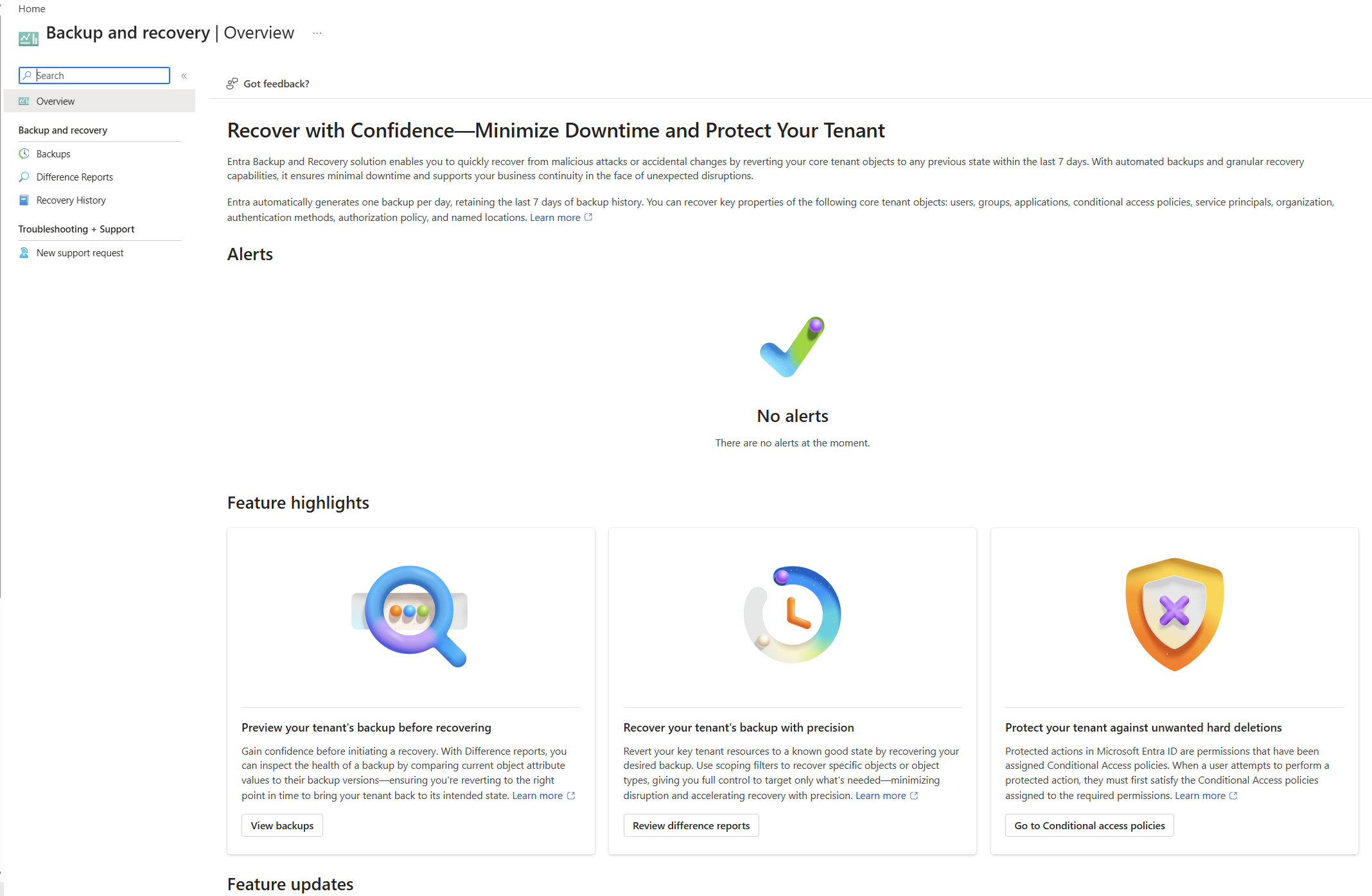 Entra Backup and Recovery GA Screenshot