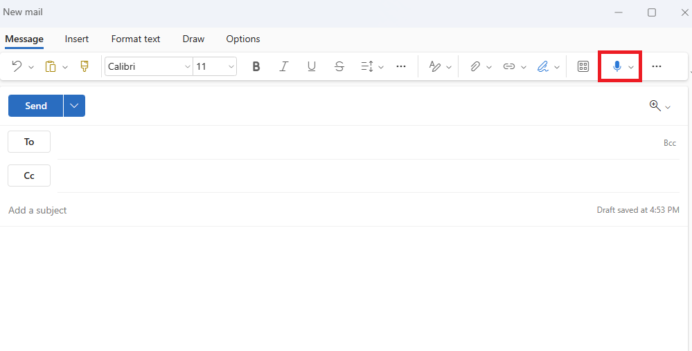 outlook feature dictation support